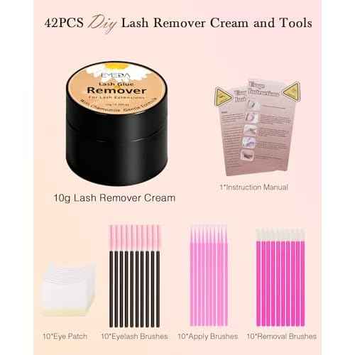 EMEDA Eyelashes Extension Remover 10g, Lash Extension Remover for Individual Lashes with Chamomile Gentle Formula, 0.35oz Professional Removal Cream Kits with Tools (02)