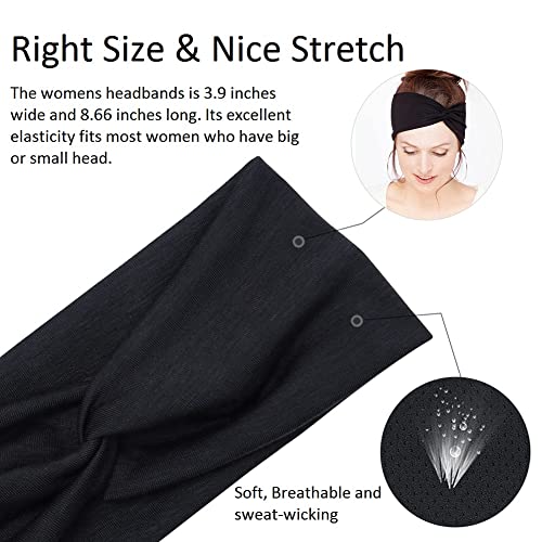 Non-Slip Headbands for Women and Girls - Yoga, Workout, Sport Hair Wraps, 8 Colors