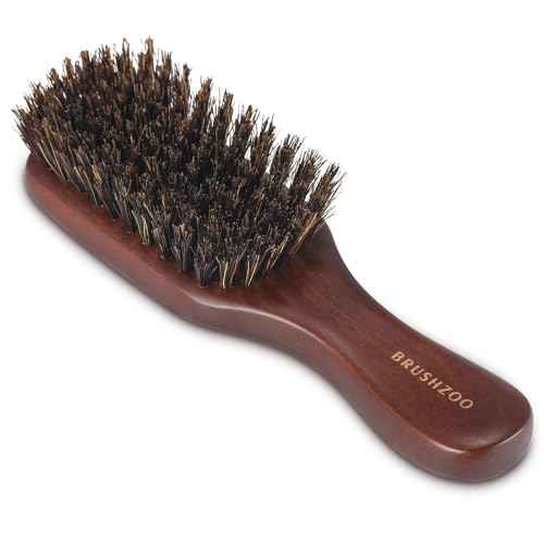Beard Brush for Men Smooths Softens Beard and Exfoliates Skin and Scalp, 100% Boar Bristle Hair Brush for Beard & Short Hair Detangle add Natural Shine