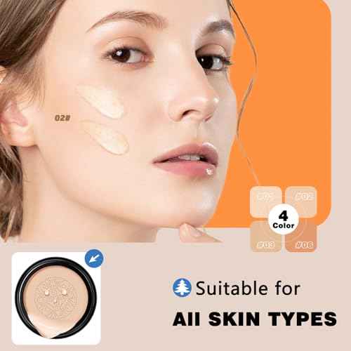 Moisture Cushion CC Cream Foundation for Mature Skin - Flawless Concealer BB Cream with Mushroom Head, Long-Lasting Waterproof Air Cushion CC, Natural honey and pine Makeup cream, Even Skin Tone£¨02#£©
