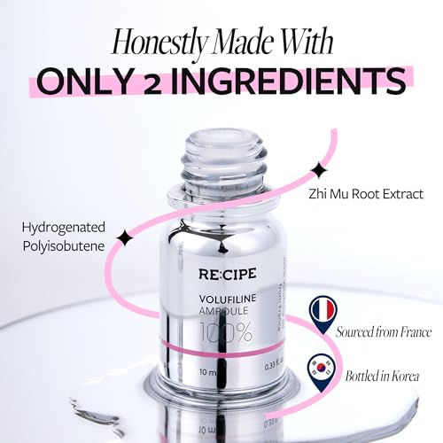 RECIPE Volufiline 100% Ampoule - From France, Sederma - Pure Volufiline Serum - DIY Skin Care Booster for Face & Body ? Hydrating & Age-Defying Formula for Elevated Resilience (0.33 fl oz)