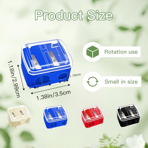 Plastic Makeup Pencil Sharpener Set - Dual Hole Portable Cosmetic Tool - 4 Colors