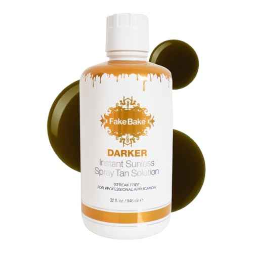 Fake Bake Darker Spray Tan Solution Sunless Self Tanner for Professional Airbrush Machine Long-Lasting Face & Body Glow Bronzing Self Tanning for Women & Men - 32 fl Oz