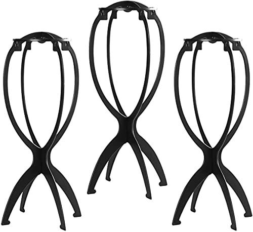 Dreamlover Collapsible Wig Stand for Short Wigs, 3 Pack