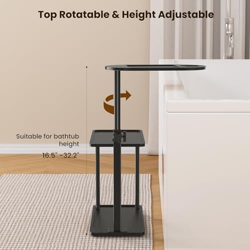Bamboo Bathtub Tray Table with 3-Tier Storage