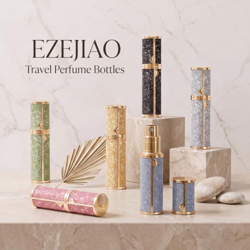 EZEJIAO Refillable Travel Perfume Atomizer Set – Leak-Proof TSA Leather, 3 Colors