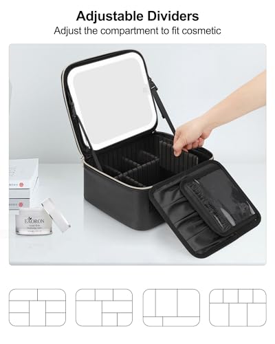 Chomeiu Makeup Bag with LED Mirror - Large Travel Organizer