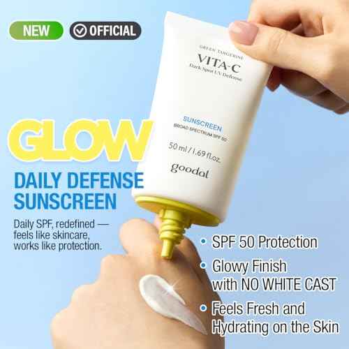 Goodal Green Tangerine Vita-C Dark Spot UV Defense Sunscreen SPF 50, Daily Skin Care Korean Sunscreen for Face, Broad spectrum, No White Cast (1.69 fl oz / 50ml)