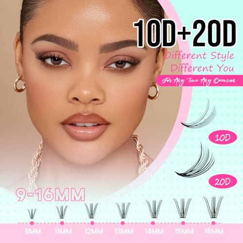 Lash Extension Kit Clusters 9-16mm with Bond, Seal & Tools