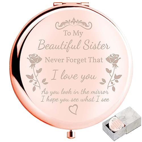 Sister Compact Mirror with Magnifying - Rose Gold Gift