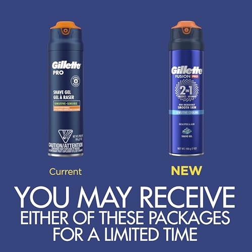 Gillette PRO Shaving Gel For Men Cools To Soothe Skin And Hydrates Facial Hair, 7oz, ProGlide Sensitive 2 in 1 Shave Gel