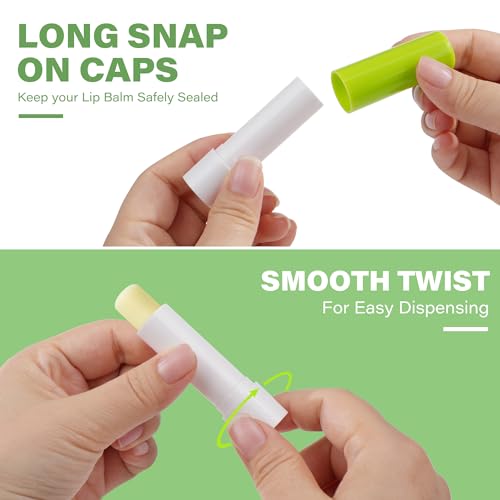 LotFancy Lip Balm Tubes Empty, 28Pcs 4.5ml, BPA Free & Leak Free, Durable Lip Balm Container Tubes with Green Caps, Refillable & Reusable