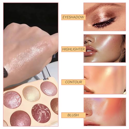 K'APEINE 8-Color Baked Eyeshadow Palette with Blush & Contour