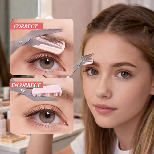 5-Pack Eyebrow Scissors with Comb - Stainless Steel Trimmer & Razor Set for Women & Men