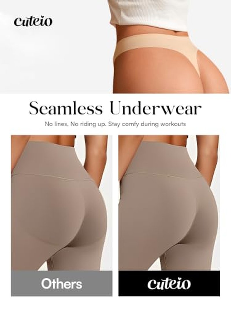 3-Pack Seamless No-Show Thong Panties - Comfortable & Camel Toe Free