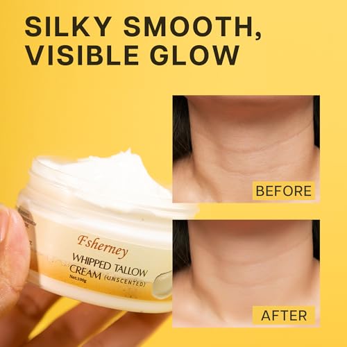 VRAIKO Fsherney Whipped Tallow Balm, Grass-Fed Beef Tallow for Skin with Shea Butter Niacinamide and Squalane, Moisturizer for Hydration, Nourishment, Fine Lines and Elasticity, 3.5oz/100g