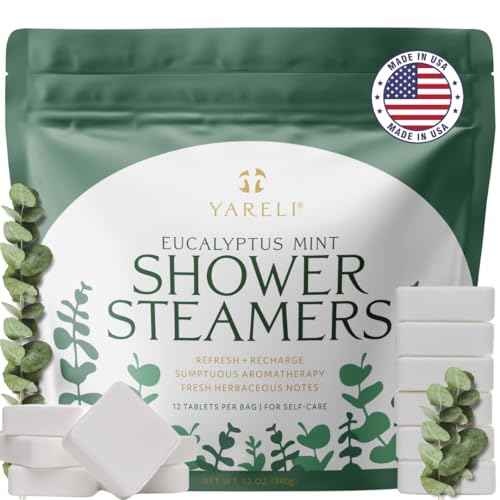 Yareli Shower Steamers for Sinus Relief, 12 Pack, for Women and Men - Aromatherapy and Self Care - Eucalyptus Mint