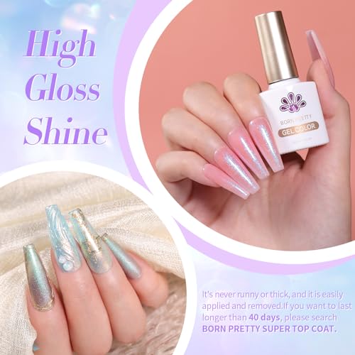 Born Pretty Pearl Gel Nail Polish Set Shell Glimmer Shimmer Mermaid Glitter Gel Polish Transparent Jelly Pearlescent Gel Polish Nail Art Manicure Varnish 6 Colors 7ml Collection Gifts