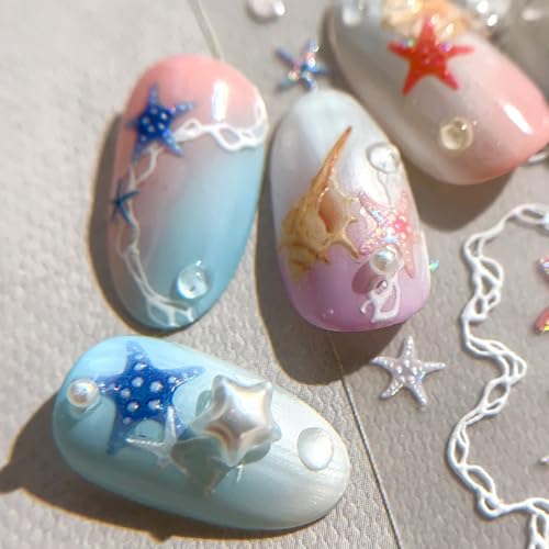 Ocean Seashell Starfish Nail Stickers - Self-Adhesive 5D Decals