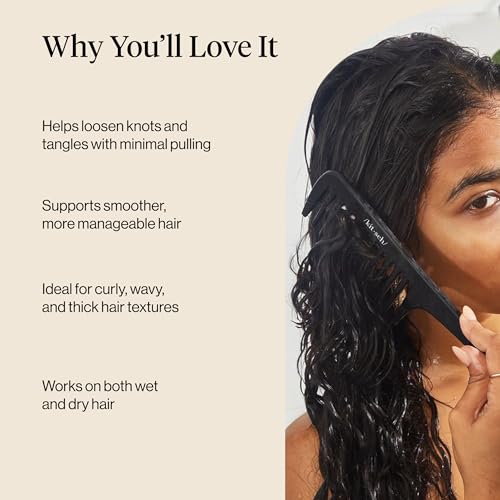 Kitsch Wide Tooth Comb for Curls - Black Detangling Shower Comb for Wet Hair