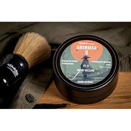The Goodfellas' Smile,SHIBUSA 2 (Almond, Peach & Ylang Ylang), Luxury Itallian TALLOW Shaving Soap, Formulated for Use with A Shaving Brush, Made in Italy