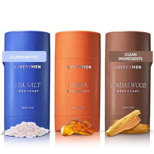 Aluminum-Free Deodorant for Men ? 3-Pack Long-Lasting Clean Deodorant Set ? Sandalwood, Amber & Sea Salt Scents ? Odor Protection with Essential Oils ? No Baking Soda, Paraben-Free