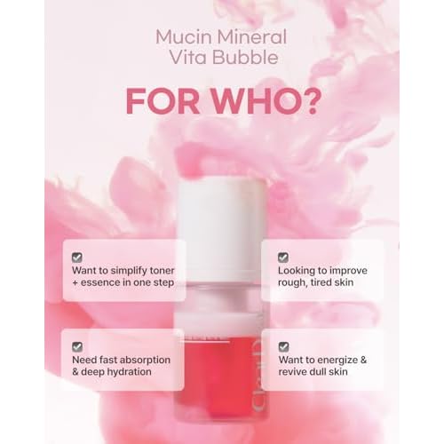 Mucin Mineral Vita Bubble First Essence Duo with Micro-Bubble Formula and 2-in-1 Toner Serum, K Beauty for Glass Skin, 4.06 Fl Oz (2.03 Fl Oz x 2ea) ? Hydrating Firming, Valentine's Gifts