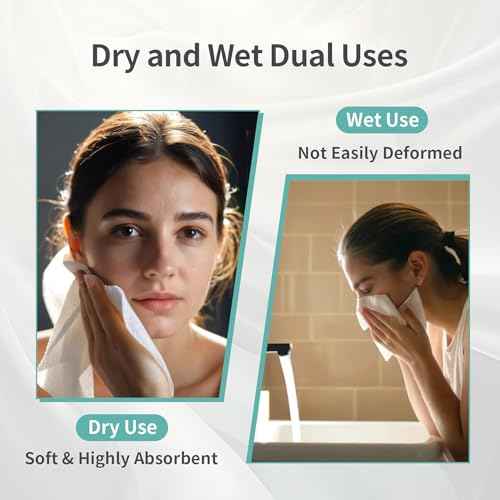 100% Pure Cotton Disposable Face Towel, Soft & Skin Friendly Face Towelettes Disposable for Sensitive Skin, Lint- free Makeup Remover Dry Wipes, Thick Facial Towels Disposable