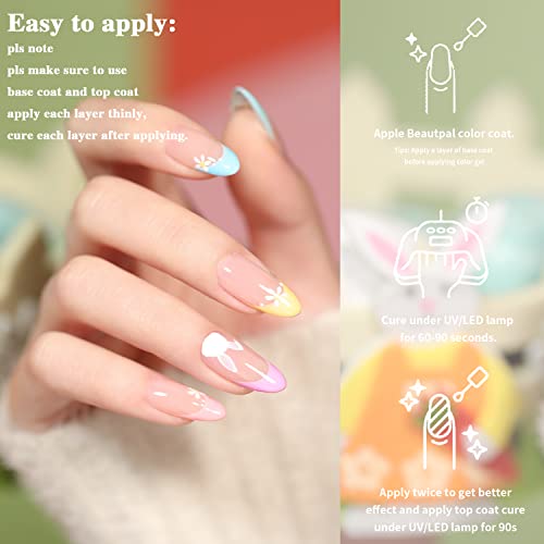 Larvall Beautpal Neon Pastel Gel Nail Polish Set Easter Decoration Bright Macaron Spring Summer Nail Polish 10pcs Unicorn Tones Purple Pink Yellow Blue Green Soak Off DIY Manicure Set For Women 7ml