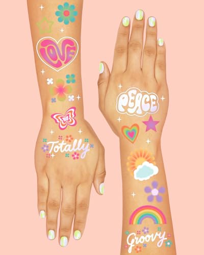 xo, Fetti Groovy Rainbow Temporary Tattoos - 68 Pcs