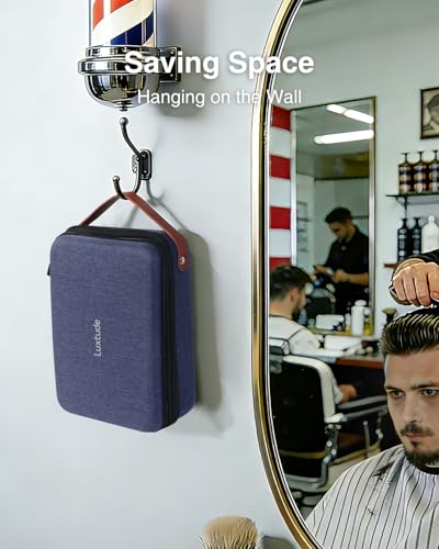 Luxtude Large Blue Barber Travel Case for Clippers & Grooming Supplies