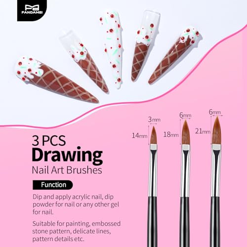 Fandamei Nail Art Pens & Brushes Set – 5 flat, 3 drawing, 3 liner Brushes, 5 dotting tools, nail art stand & palette