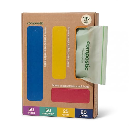 Compostic Compostable Food Storage Bags Variety Pack - 145 Count