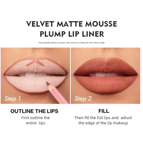 12Pcs Matte Lip Liner Pencil Set,Waterproof Creamy Lip Liner,High Pigmented Non-Stick Cup,Plumping Lip Definer Pencil Lipstick Set,Long-Lasting Smooth and Smudge-proof Natural Lip Pencils Gift