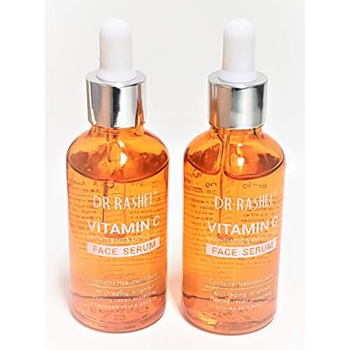 Dr Rashel Vitamin C Face Serum | Hyaluronic Acid , Firming and Anti Aging ( Pack of 2 ) + 1 Pair of Collagen Crystal Eye Mask