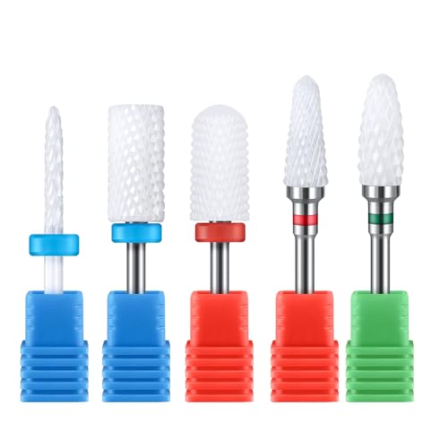 5-Piece Ceramic Nail Drill Bits Set for Manicure & Pedicure