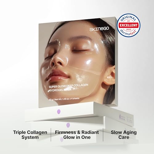 Super Glow Deep Collagen Hydrogel Mask 1.48 oz ¡¿ 8 Sheets, 5,000,000ppb Hydrolyzed Collagen, Elasticity, Wrinkle Care & Radiance, Overnight K-Beauty Mask (8 Count (Pack of 1)) Sold by Pharmeus