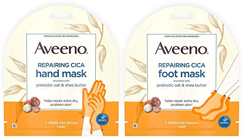 Aveeno Repairing CICA Foot & Hand Mask with Prebiotic Oat & Shea Butter