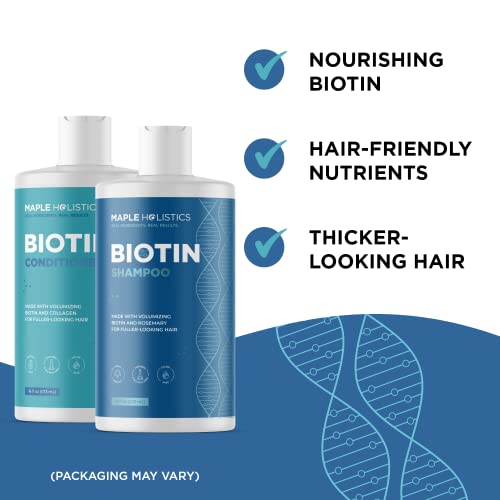 Volumizing Biotin Shampoo and Conditioner Set - Sulfate Free Shampoo and Conditioner for Dry Damaged Hair Care - Thinning Hair Shampoo and Conditioner with Nourishing Biotin and Rosemary Oil 16oz