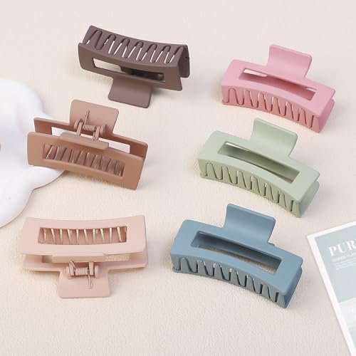 Square Hair Clips 3.5 Inch Medium Claw Clips 6 Pack