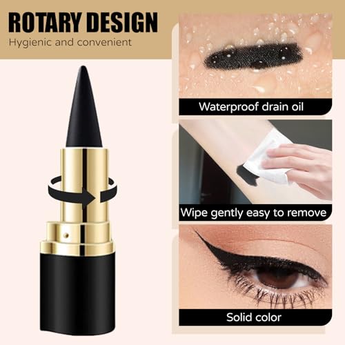 Black Gel Eyeliner Stick Set, 2 PCS Waterproof Eye Liner
