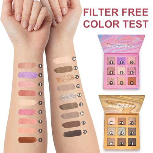 GLAMEER 18-Color Eyeshadow Palette - Matte & Shimmer
