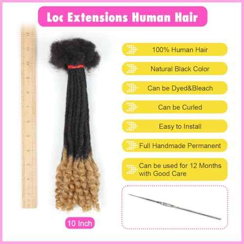 Curly Loc Extensions Human Hair, 20 Strands 10 inch 0.4CM brown Dreadlock Extensions Human Hair