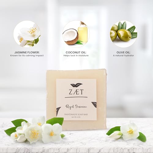 4-Pack Royal Jasmine Bar Soap ? Natural Jasmine Extract with Olive Oil and Coconut Oil - Handmade Soap Bar for Face, Body and Hands - Ideal for All Skin Types, Men and Women
