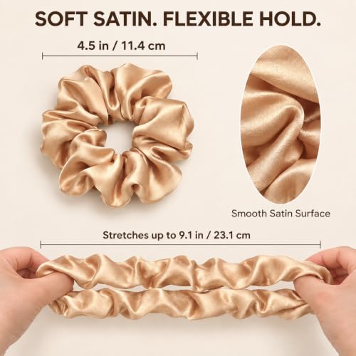 Lolalet Satin Hair Scrunchies 6-Pack Multicolor Big Ponytail Holders for Women Girls