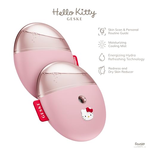 GESKE & Hello Kitty SmartAppGuided¢â Facial Hydration Refresher | 4 in 1 | Water Atomizer | Moisturizing Spray Machine | Face Mister | Humidifier for Natural Glow | Reduce Redness & Dry Skin