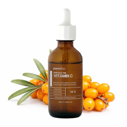 PAMS IBC Ampoule 100 Vitamin C, Korean Professional Skin Care Treatment Inspired, Brightening Serum with Sea Buckthorn Extract & Niacinamide for Even Skin Tone(1.69fl.oz/50ml)