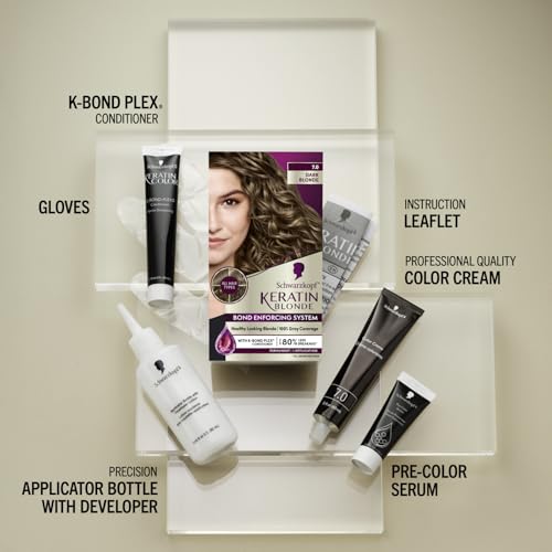 Schwarzkopf Keratin Blonde Hair Dye, 7.0 Dark Blonde, Professional Quality Permanent Hair Color, Bond Enforcing System Helps Prevent Breakage* Pre-Color Serum & Conditioner Included