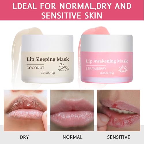 Strawberry Lip Mask & Sugar Scrub Set with Silicone Brush