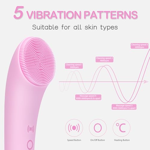 PRITECH Rechargeable Facial Cleansing Brush with Heat Massage